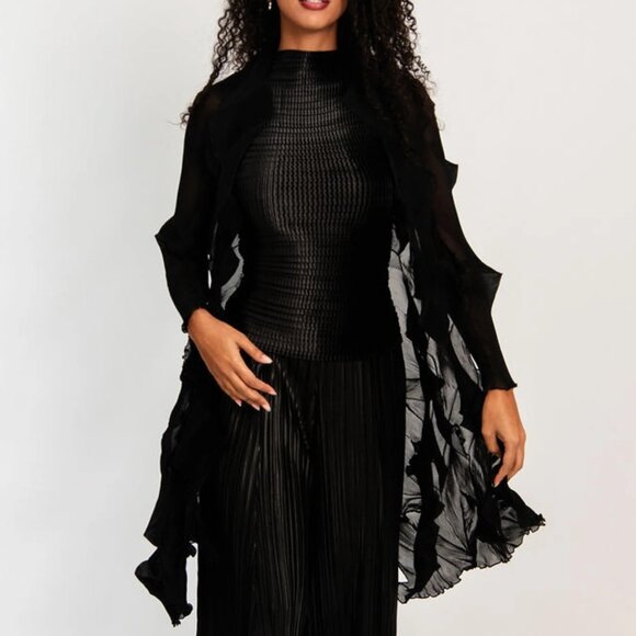 Alquema Handmade, Knee Length, Sheer Nikki Coat in Black - Size O/S NWT - Picture 2 of 13